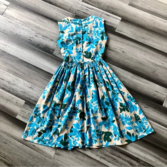 Vintage 1950's-60's Stacey Ames Pleated Neck Sleeveless Floral Sun Dress - Picture 11 of 16